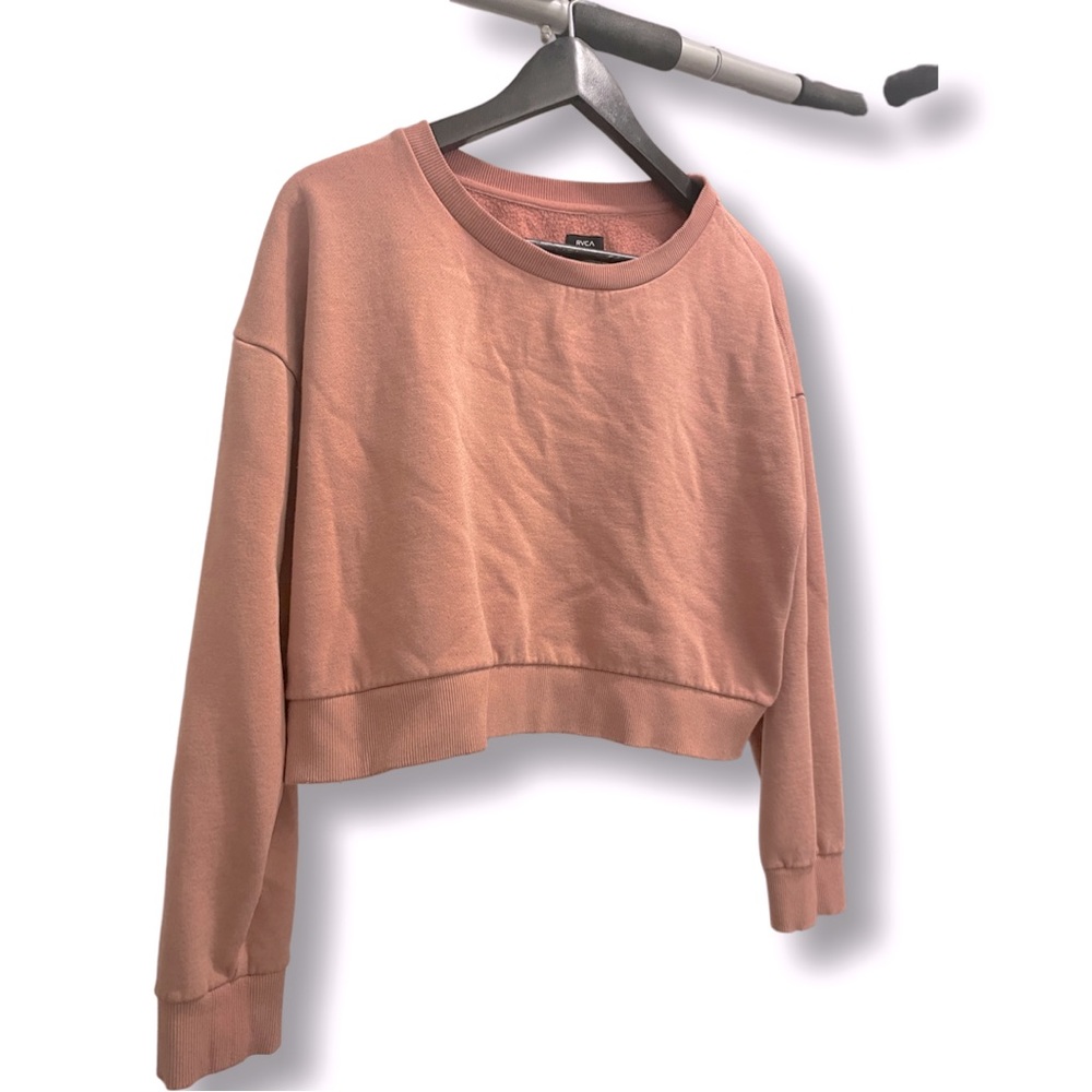 RVCA crop top rose crew neck sweater